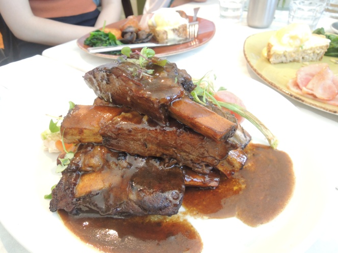 'Bellarine mussel stout' braised beef ribs with crispy leek,  blue cheese and pickled beets - $19.50